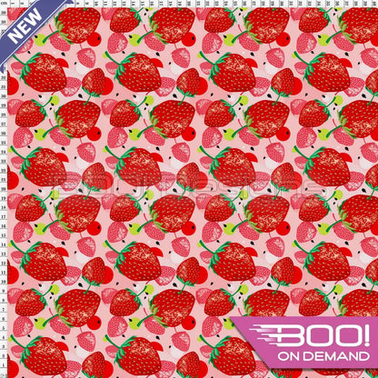 Spandex Strawberries Vintage Retro - Fabric