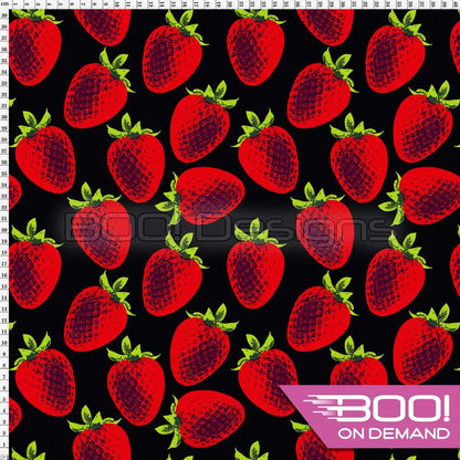 Spandex Strawberry Pop Black - Fabric