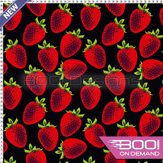 Spandex Strawberry Pop Black - Fabric