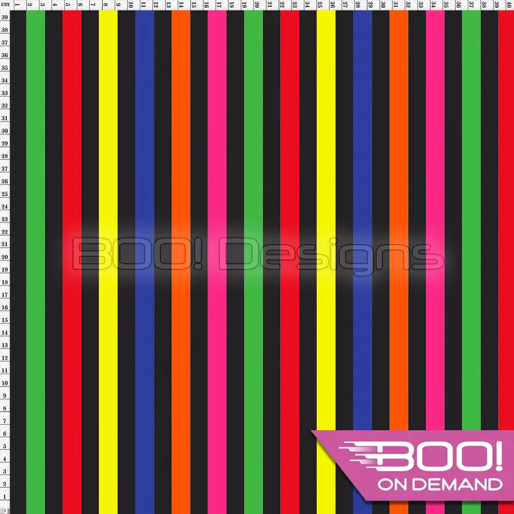 Spandex Stripes 14mm Multi Black Fabric