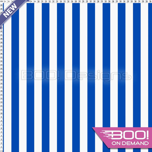 Spandex Stripes 20mm White Royal - Fabric