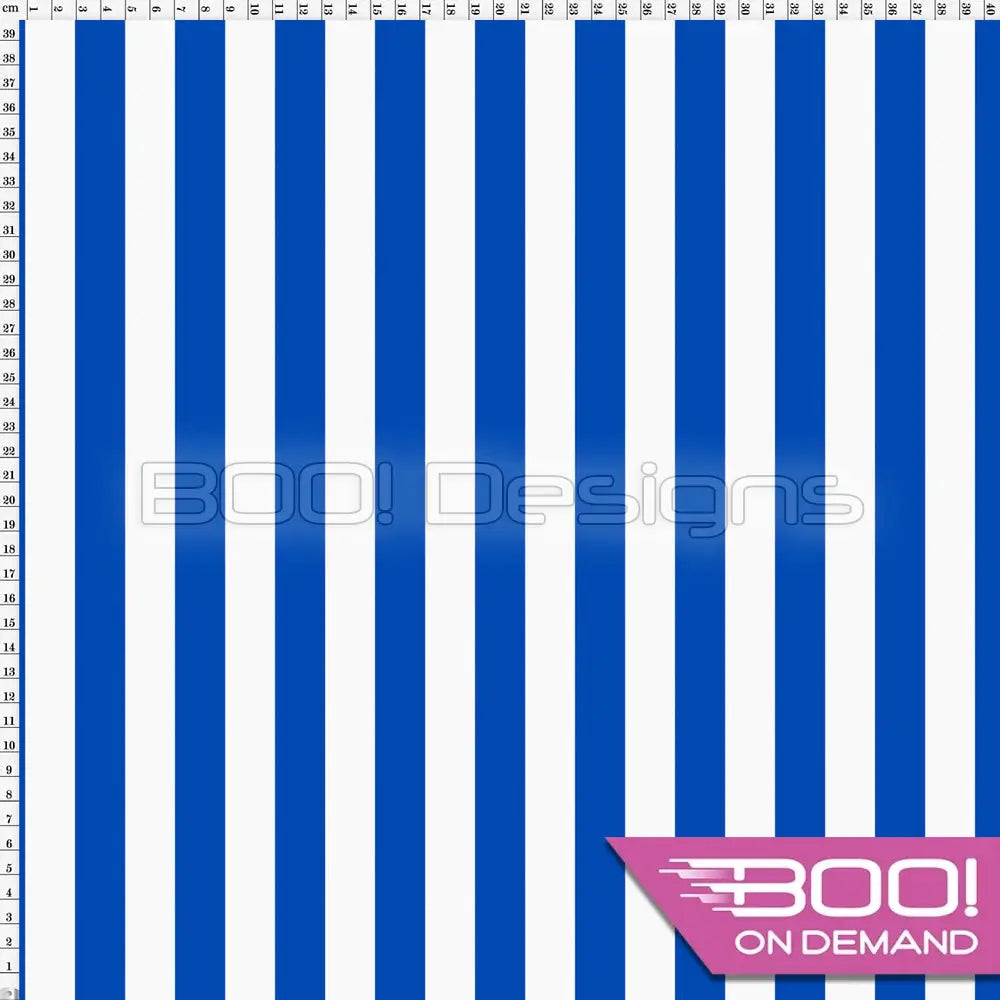 Spandex Stripes 20mm White Royal - Fabric
