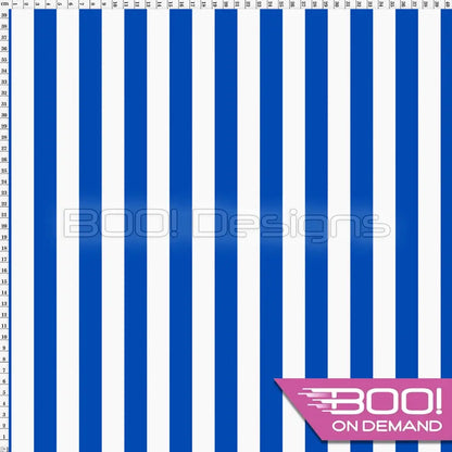 Spandex Stripes 20mm White Royal - Fabric