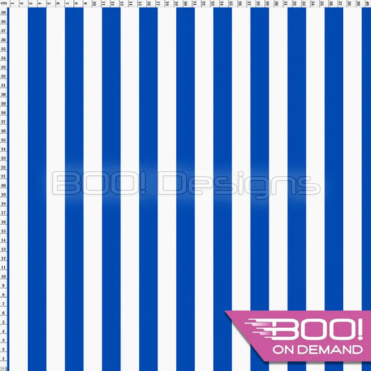 Spandex Stripes 20mm White Royal - Fabric