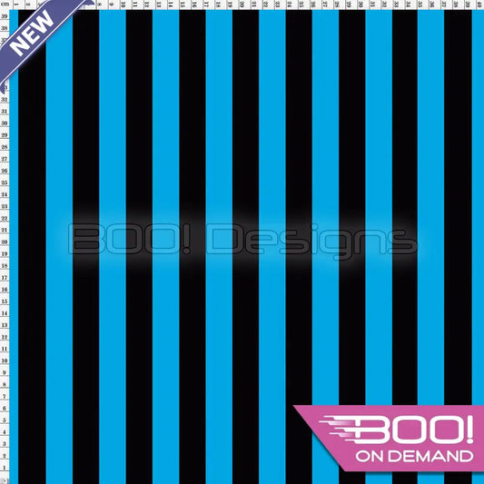 Spandex Stripes 22mm Black Aqua - Fabric