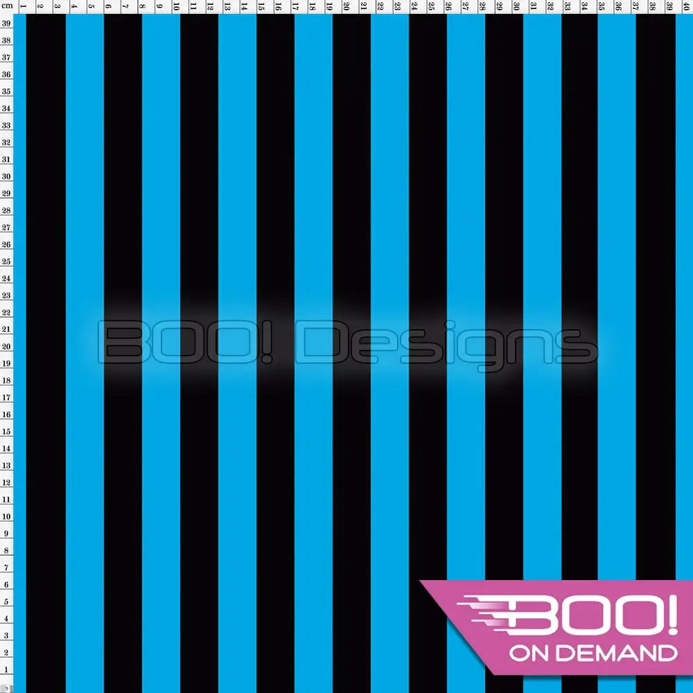 Spandex Stripes 22mm Black Aqua - Fabric