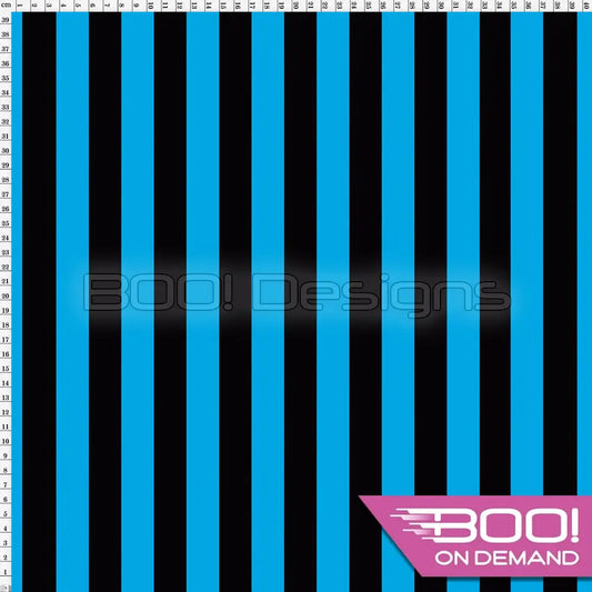 Spandex Stripes 22mm Black Aqua - Fabric