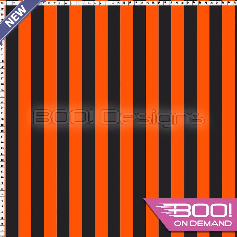 Spandex Stripes 22mm Black Orange Fabric