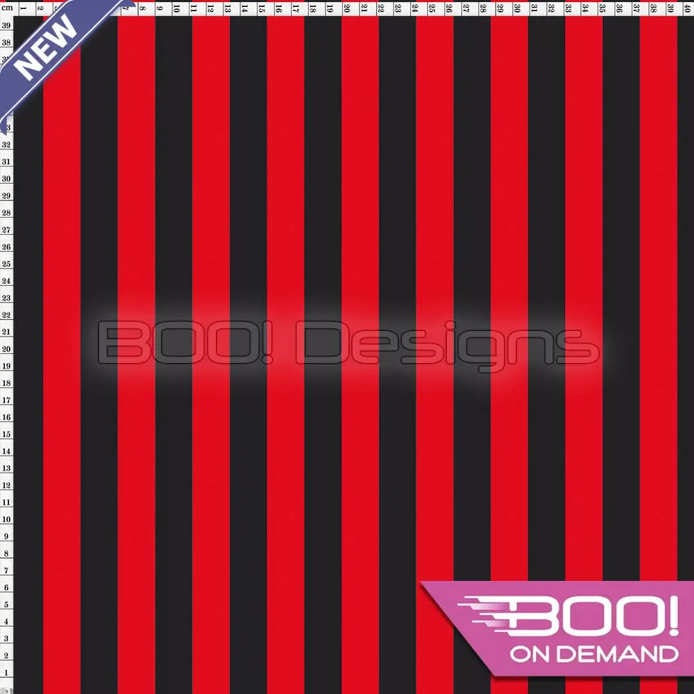 Spandex Stripes 22mm Black Red Fabric
