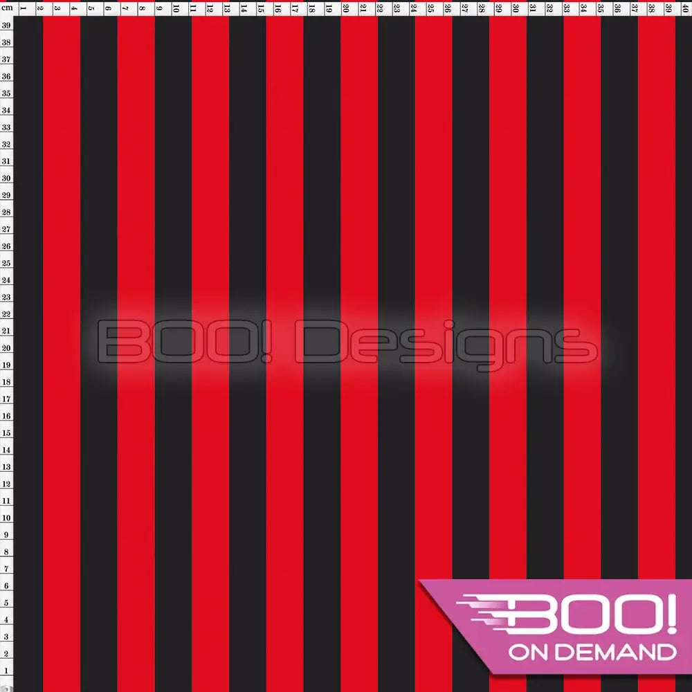 Spandex Stripes 22mm Black Red Fabric