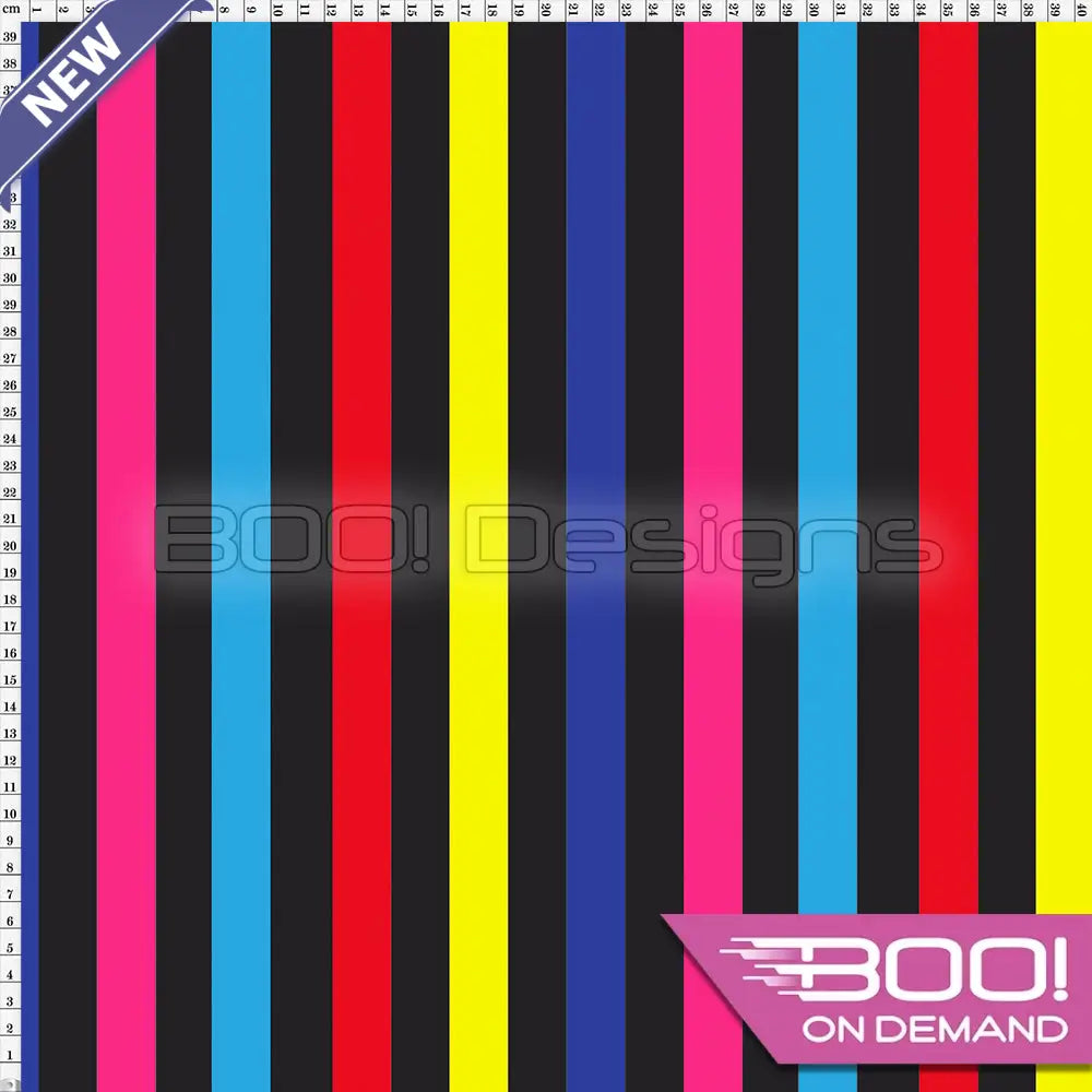 Spandex Stripes 22mm Multi Black Fabric