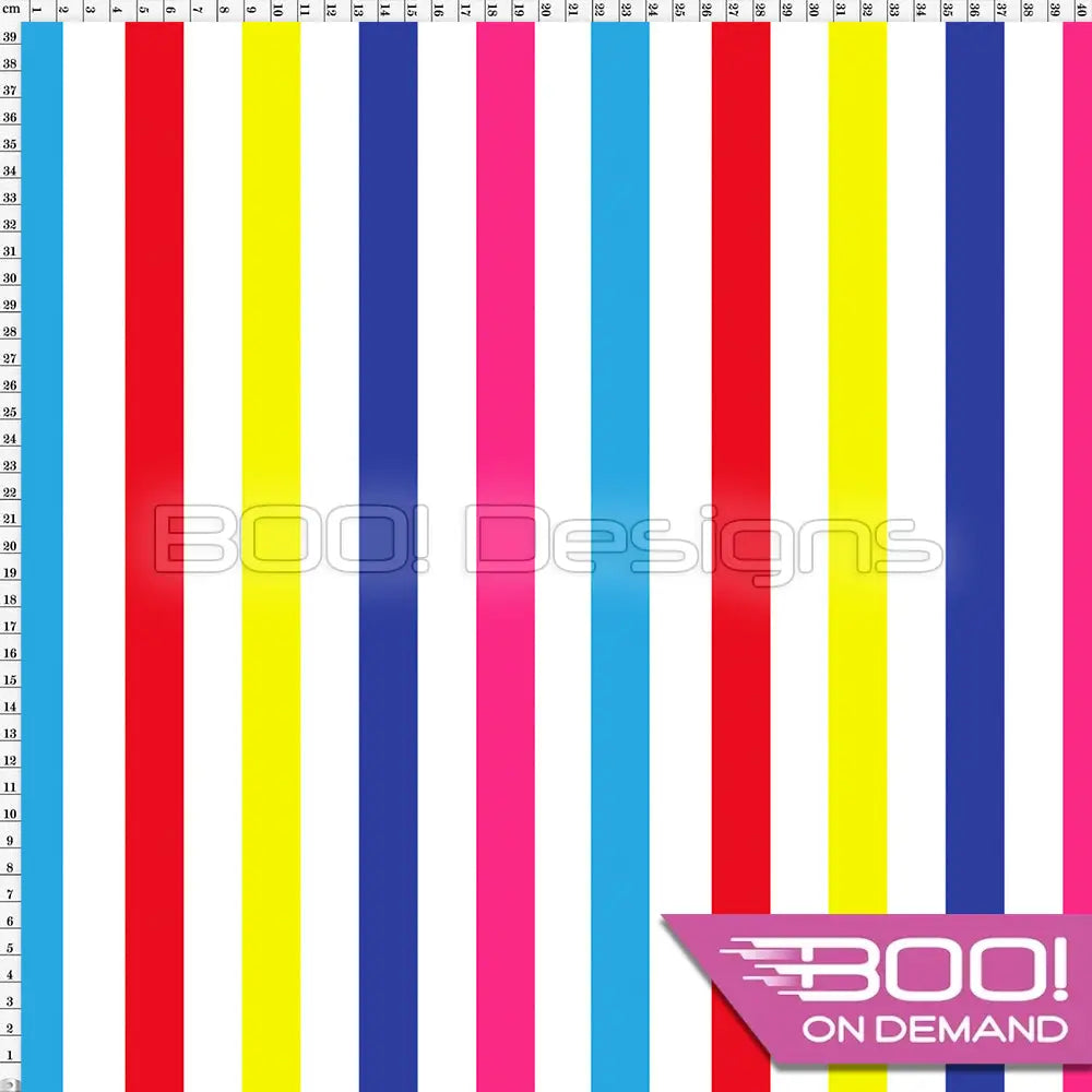 Spandex Stripes 22mm Multi White Fabric