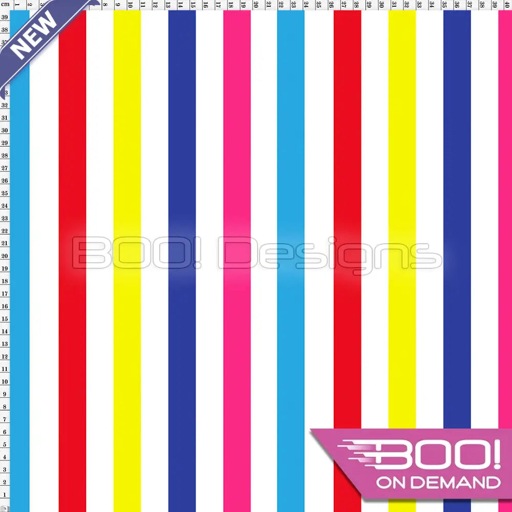 Spandex Stripes 22mm Multi White Fabric