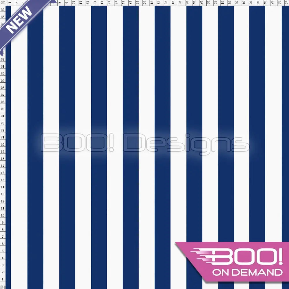 Spandex Stripes 22mm White Navy - Fabric