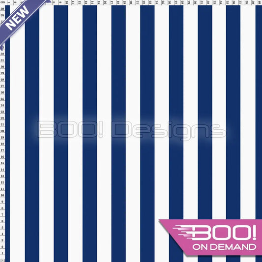 Spandex Stripes 22mm White Navy - Fabric