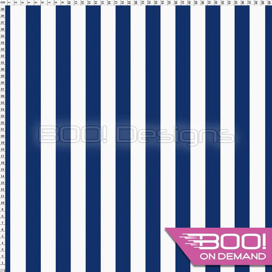 Spandex Stripes 22mm White Navy - Fabric