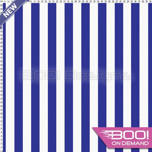 Spandex Stripes 22mm White Royal - Fabric