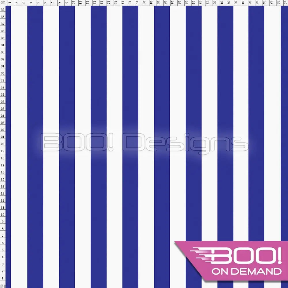 Spandex Stripes 22mm White Royal - Fabric