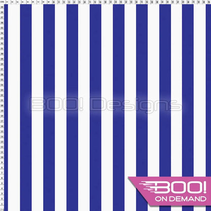 Spandex Stripes 22mm White Royal - Fabric