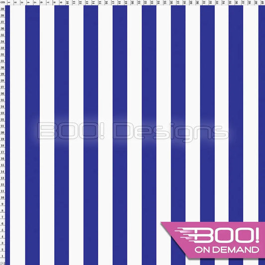 Spandex Stripes 22mm White Royal - Fabric