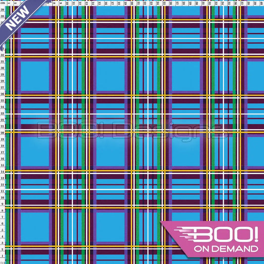 Spandex Tartan Blue Fabric