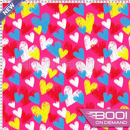 Spandex Textured Hearts Pink Fabric
