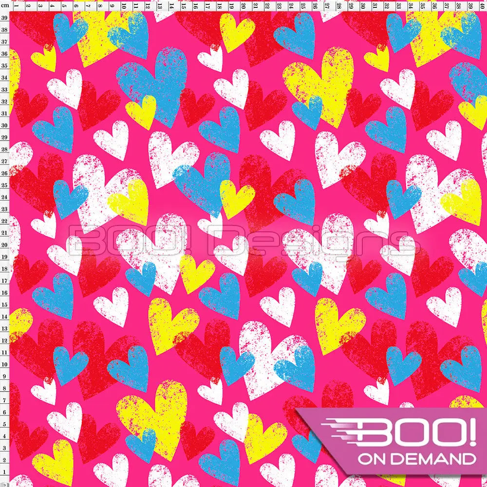 Spandex Textured Hearts Pink Fabric