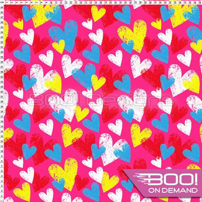 Spandex Textured Hearts Pink Fabric