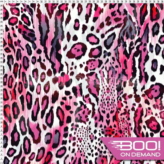 Spandex Textured Leopard Pink Fabric
