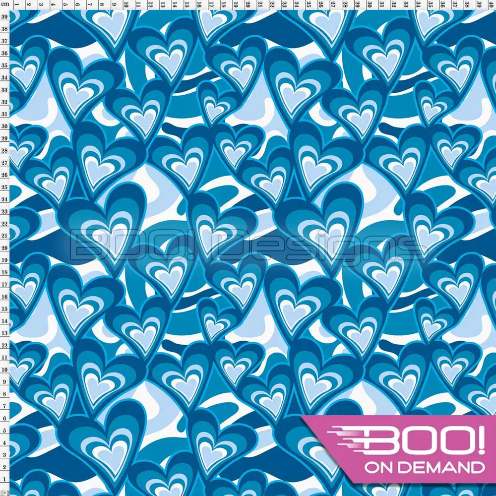 Spandex Tootsie Hearts Blue Fabric