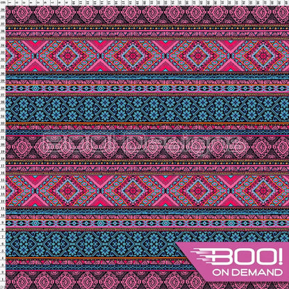 Spandex Tribal Stripe Pink Blue Fabric