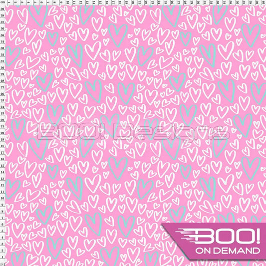 Spandex True Love Hearts Pink Fabric