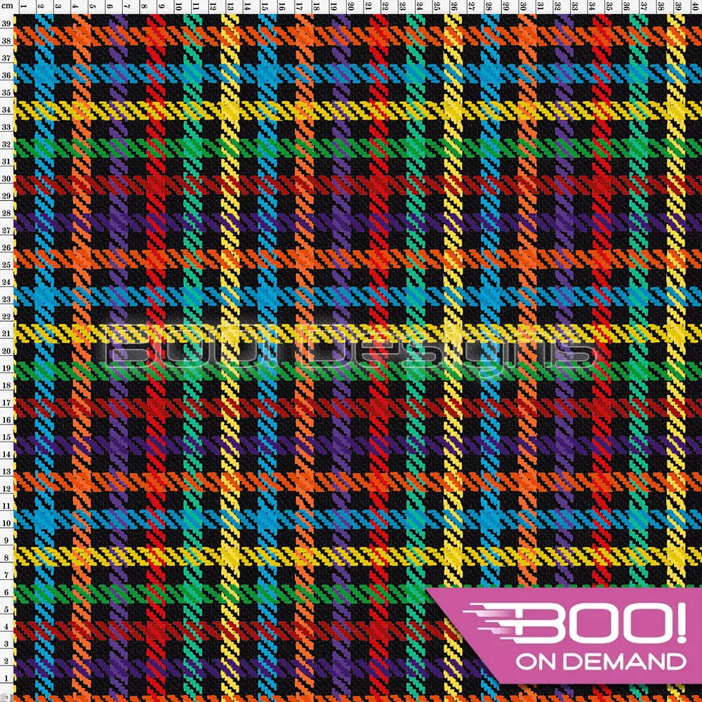 Spandex Tweed Check Rainbow Fabric