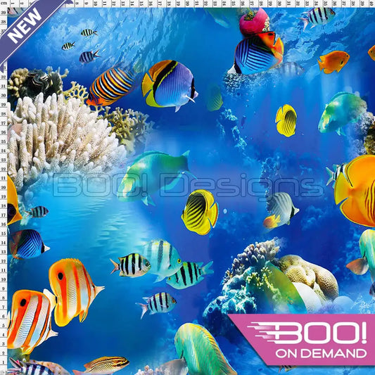 Spandex Underwater Coral Blue - Fabric