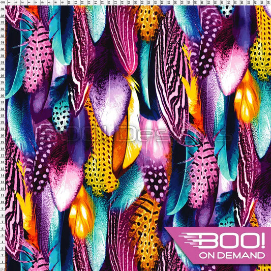 Spandex Warrior Feathers Multi Fabric