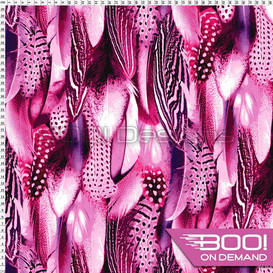 Spandex Warrior Feathers Pink Fabric