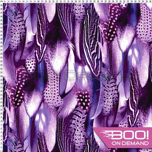 Spandex Warrior Feathers Purple Fabric