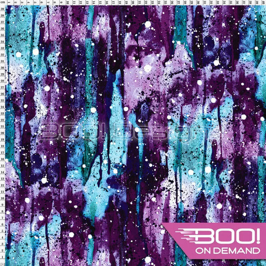 Spandex Warrior Splat Purple Teal Fabric