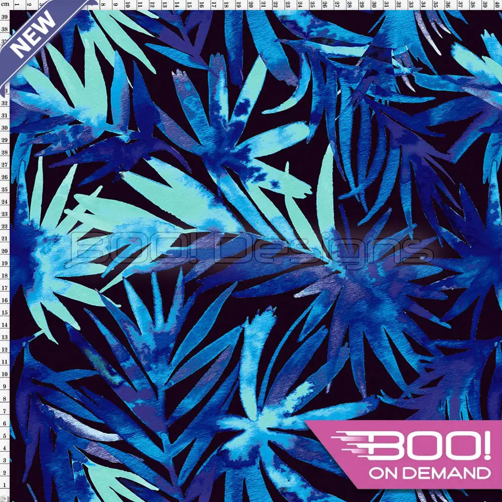 Spandex Water Palm Blue - Fabric
