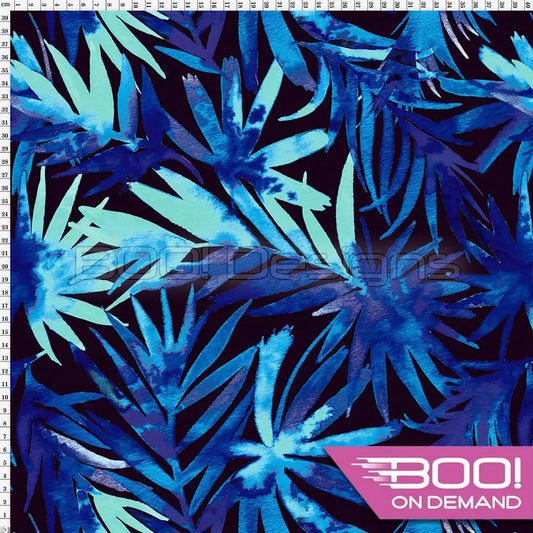 Spandex Water Palm Blue - Fabric