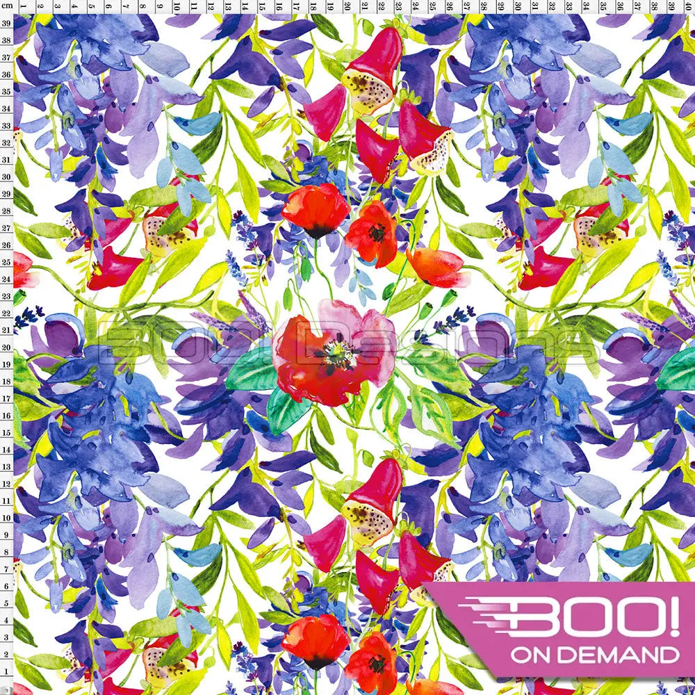 Spandex Watercolour Foxglove Fabric