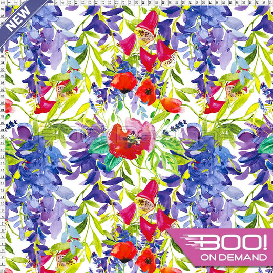 Spandex Watercolour Foxglove Fabric