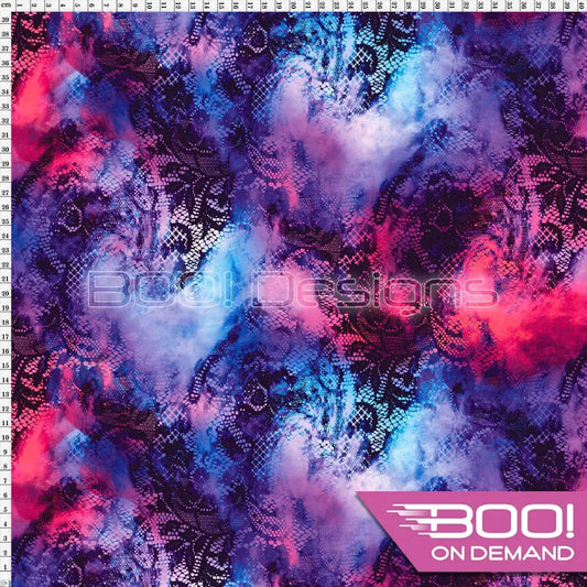 Spandex Watercolour Lace Purple Fabric