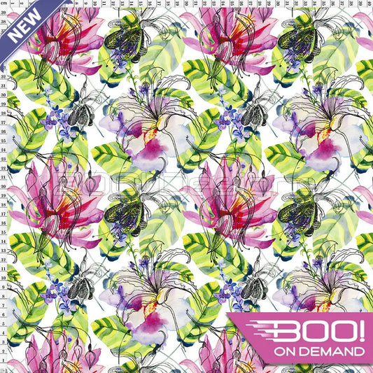 Spandex Watercolour Lily Fabric