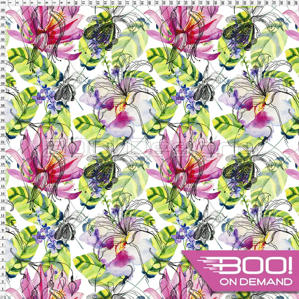 Spandex Watercolour Lily Fabric