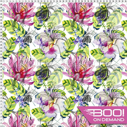 Spandex Watercolour Lily Fabric