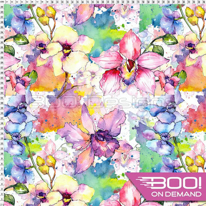 Spandex Watercolour Orchid Fabric