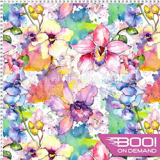 Spandex Watercolour Orchid Fabric