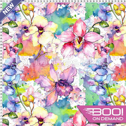 Spandex Watercolour Orchid Fabric