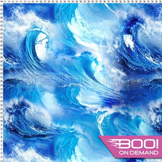 Spandex Waves Blue Fabric